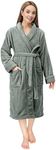 NY Threads Luxury Women’s Dressing Gown Super Soft Fleece Bath Robe Cozy Shawl Collar Loungewear and Nightwear, X-Large, Steel Grey