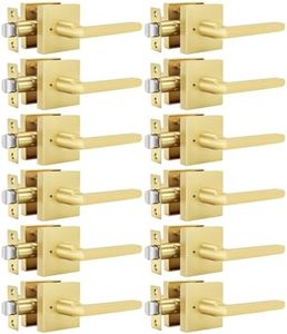 Goldenwarm Gold Door Handles Interior Privacy, Brushed Gold Door Handles, Square Door Levers Interior for Bathroom Bedroom (12 Pack)