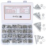 1080 Pcs Phillips Pan Head Screws and Nuts Washers Set, M3/M4/M5/M6 Flat Cross Head Self Tapping Screws Bolts Nuts Lock Flat Washers Assortment Kit for DIY Fastening Accessories