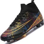 Lvptsh Mens Football Boots High Top Outdoor Football Shoes Astro Turf Trainers Spikes Soccer Cleats Professional Unisex,Black,EU43