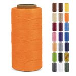 LEREATI 0.8mm Waxed Thread for Leather Sewing 284 Yards 150D Flat Wax String Sewing Thread, Waxed Cord for Bracelet Making Bookbinding Shoe Repairing Leather Projects DIY Crafts (Fluorescent Orange)