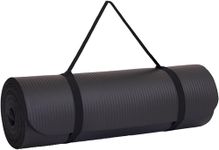 UTTAM Yoga Mat | Multi-Purpose Extra Thick Foam Exercise Mats | Stretching, Resistance Workout & Therapy – Pilates, Home & Gym Equipment Accessory for Men Women with Carry Strap (183 x 60cm) (Black)