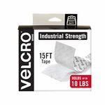 VELCRO Brand Industrial Strength Fasteners | Stick-On Adhesive | Professional Grade Heavy Duty Strength Holds up to 10 lbs on Smooth Surfaces | Indoor Outdoor Use | 15ft x 2in Tape, White