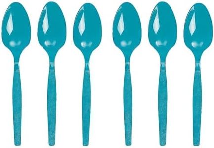 Fun Express - Turquoise Plastic Spoons (50pc) - Party Supplies - Solid Tableware - Cutlery - 50 Pieces