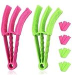 Venetian Blind Cleaner Set of 2, Window Blind Duster Brush Cleaner Tool Removable Washable with 6 Microfibre Sleeves for Venetian Blinds Air Conditioner Car AC Vent & More 1