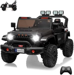 Garvee Ride On Toys, Adjustable Car Body, 2 Seater 24V Toddler Car, Ride On Car with Remote Control, Ride On Truck w/ 4-Wheeler Suspension, 3 Speeds, LED Lights, Black