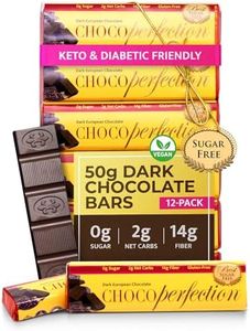 ChocoPerfection Sugar Free Dark Chocolate Bars - Keto-Friendly, Gluten-Free and Vegan - No Maltitol and Fiber-Rich with Low Glycemic & Low Carb Snacks - European Taste - Box of 12 Bars (50g each)