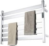 K&KALONZO Towel Warmer for Bathroom, Wall-Mounted 6-Bar Heated Towel Rack with Built-in Timer, Waterproof Electric Towel Heater, Support Plug-in and Hardwired, Polished, EL18S