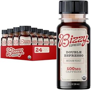 Bizzy Organic Double Espresso Shots, Medium Roast Coffee, 100 mg caffeine/serving, Ready to Drink, 2 fl oz Bottles, 24 Count
