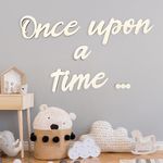 Once Upon a Time Sign, Read Letters Decor Sign Wooden Reading Corner Decor for Kids Bedroom and Stick Wall Art for School Classroom Nursery Playroom Decor (Wood Color)