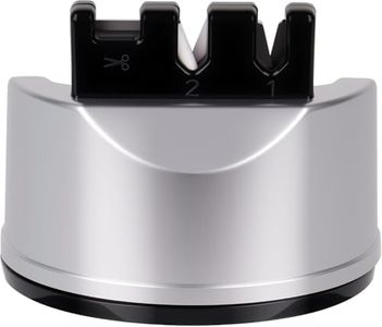 Knife Sharpener, 3-Stage Kitchen Knife & Scissors Sharpener, Non-Slip Base, Quick Sharpening for Straight & Serrated Knives, Compact Size for Home Kitchen