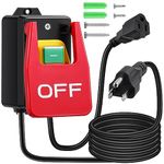 Dreyoo 1 Pack 110V to 120V Single Phase On/Off Switch, Router Table Switch with Large Stop Sign Paddle Easy Contact for Fast Power Off for Table Saws and Other Electrical Equipment