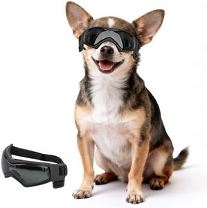 PETLESO Extra Small Dog Goggles Anti-UV Windproof XS Dog Sunglasses Eye Protection Chihuahua Goggles with Adjustable Straps for Driving/Outdoor Activities - Black, XS