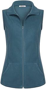 SeSe Code Sleeveless Jacket Women,Tailored Fit Fashion Fleece Vest Ultra Soft Tops Stretchy Microfleece Zipper Open Front Cardigan Blazer Regular Fit Blue Medium