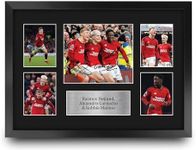 HWC Trading FR A3 Hojlund, Garnacho & Mainoo Printed Memorabilia Signed Autograph Photograph Display for Football Fans and Supporters - A3 Framed