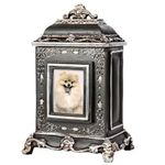 AELS Pet Urn Memory Box for Keepsakes with Photo Slot, Dog Memorial Urns for Ashes, Cat or Dog Cremation Urns, Black