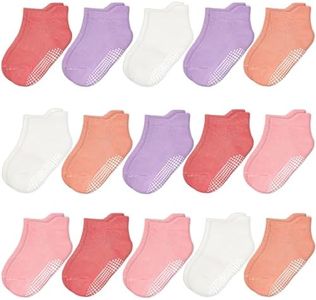 HYCLES 15 Pairs Toddler Socks, Kids Grip Socks for 5-7 years Non Slip Ankle Sock for Baby Boys Girls