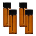 Nivofu 4Pcs Bottle with Spoon, Small Glass Bottles with Snuff Spoon Set,Brown Glass Sample Vials, Glass Vial with Snuff Spoon,Waterproof Small Glass Bottle,Bullet Vial for Outdoor Travel Storage Kit