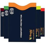 RFID Blocking Passport Sleeves, Set with Color Coding. Identity Theft Prevention RFID Blocking Envelopes (Set of 5 Passport Holders), Navy Blue, Passport - 5 Pcs