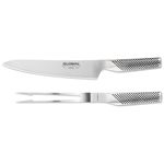 Global 2 Piece Carving Set G-313, G-3 21cm Carving Knife & G-13 Curved Carving Fork for Cutting Roasts, Turkey, Chicken, Japanese Stainless Steel Meat Slicing & Carvery Knife Set, Made in Japan