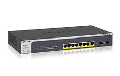 NETGEAR 10-Port Gigabit Ethernet Smart Managed Pro PoE Switch (GS510TLP) - with 8 x PoE+ @ 75W, 2 x 1G SFP, Desktop/Rackmount, and ProSAFE Lifetime Protection