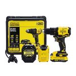 STANLEY FATMAX SBD710D2K-B1 13 mm Cordless Brushless Drill Machine Driver, 1900 RPM, 60 Nm Torque, Li-ion Batteries - 20V 2.0Ah with Charger, Kit Box, 2 Speed Gearbox, 2 Years Warranty