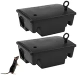 Large Rat Bait Stations 2- Pack | Mouse Bait Station for Home Garden| Rodent Bait Station for Indoor and Outdoor Use | Exterminator Approved | Safe for Family and Pets (Bait is not Included)