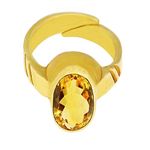 Takshila Gems® Natural Yellow Topaz Ring Lab Certified Adjustable Ring in Panchdhatu for Men & Women Yellow Topaz Stone Ring (5 Ratti / 4.50 Carat)