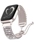 TOYOUTHS Bling Diamond Strap Compatible with Apple Watch Straps 41mm 40mm 38mm 42mm Women, Dressy Luxury Rhinestone Stainless Steel Metal Sparkly Bracelet for iWatch 10/9/8/7/6/5/4/3/SE, Starlight