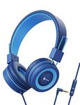 iClever Kids Headphones with Microphone, Headphones for Boys Girls Volume Limiter 85/94dB, Adjustable Headband, Foldable- Childrens Wired Headphones for School/Airplane/Laptop/iPad/Kindle Fire Tablet