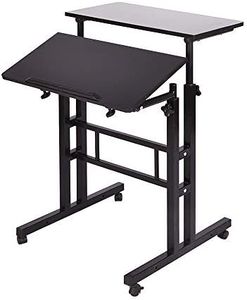 DlandHome Stand Sit Desk Mobile Computer Desk Adjustable Standing Desk 23.6inches Table Workstation Mobile Desk Cart Tray Black 101-BK-DCA