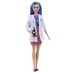 Barbie Careers Fashion Doll & Accessory, Scientist with Blue Hair Wearing Lab Coat & Flats with Microscope