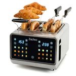 4 Slice Stainless Steel Toaster with Touchscreen & Independent Dual Controls, 1.45" Extra-Wide Slots for Bagels, 6 Bread Modes & 6 Browning Levels, Warming Rack & Sandwich Cage, Auto Shut-Off
