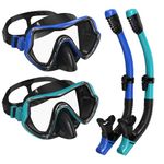 G2RISE SN02 Snorkel Set Adults - Scuba Mask Diving Goggles Dry Snorkeling Gear with Breath Easy Airflow Tech & Anti-fog Design（2PACK)