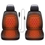 JORCEDI 2026 Comfortable Leather Heated Seat Covers, Universal Seat Cover Pad, Soft Car Seat Covers with Full Back Seat Protector Pure (Black/Brown/Grey) For Winter (Black,2Seat)