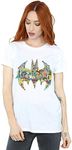 DC Comics Women's Batman Batgirl Logo Collage Boyfriend Fit T-Shirt White Small