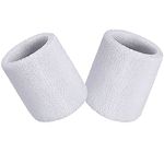 Wristbands Sweatbands Wrist Men Women 2 PCS Sports Sweat Bands for Gym Sports Tennis Running Exercise Basketball Moisture Wicking (2 pcs -White)