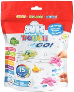 Air Dough Go - Multicolor, Air Dry, Ultra Light, Non-Toxic Modeling, Colorable, Paintable Clay in a Resealable Bag Including Sculpting Tool, Pull Back Motors, 16 air Dough Colors