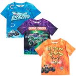 Monster Jam Megalodon El Toro Loco Grave Digger Monster Truck Big Boys 3 Pack T-Shirts Orange/Purple/Blue 10-12