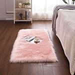 Cumay Faux Sheepskin Rug,Soft Fluffy Rug for Bedroom Floor Sofa Living Room Area Rug Rectangle (Pink, 27.5 x 53.1 inch)