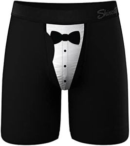 Shinesty Hammock Support Mens Underwear with Pouch | Long Boxer Briefs for Men | US Large Tuxedo