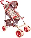 Baby Doll Stroller for Toddler Girls & Big Kids up to 8 Years Old | 28” Baby Stroller for Dolls, Toy Baby Stroller with Cute Coral Floral Print, Mesh Storage Basket, Canopy, Handle Grips, Rubber Tires