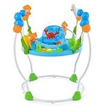 COSTWAY Baby Jumper, Height Adjustable Infant Activity Center with Music, Lights, Sounds and 9 Interactive Toys, 360° Rotating Sit-to-Stand Interactive Toy Station for 6-12 Months