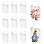 Clear Plastic Gift Bags with Handle, 50 Pcs Transparent Reusable Tote Bags Bulk Small Gift Wrap Candy Goodie Bags for Party Wedding Birthday Boutique Shopping School Baby Shower (7.1 x 9.8x 3.1 Inch)