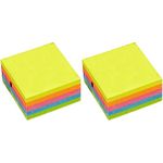 G4GADGET Nice Style Sticky Note Cube (450 Sheets/Cube) - 76 x 76 mm, Neon/Assorted Colours (Pack of 2)