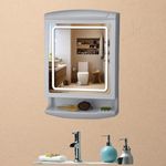 CIPLA PLAST Pride LED Mirror Cabinet | Wall Mounted Bathroom Mirror Cabinet with 5 Shelf Storage | Mirror Cabinet with 3-Color Mode and Dimmer Light Function | BRC - 827 LED (White)