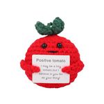 KufaerBeam Funny Positive Vegetable Crochet Plushies, Emotional Support Tomato with Positive Card, Motivational Mental Health Gifts for Colleagues, Friends,Classmate(Positive Vegetable Tomato Edition)