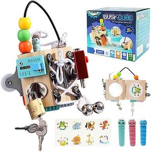 Ark miido Busy Cube for Kids 15-in-1 Sensory Busy Board Travel Toy Handmade Montessori Educational Learning Toys Activity Board Wooden Activity Cubes for Toddlers 1 2 3 4 5 Years Old