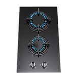 SIA GHG301BL 30cm Black 2 Burner Gas on Glass Domino Hob & Cast Iron Stands