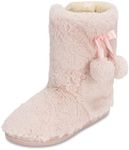 Polar Womens Faux Fur Slipper Boots - Memory Foam Indoor Bootie Slipper with Anti-Slip Rubber Sole - Soft and Fluffy House Slipper with Cute Pompoms - Ankle Boot Slippers - Pink AYC0901/UK6